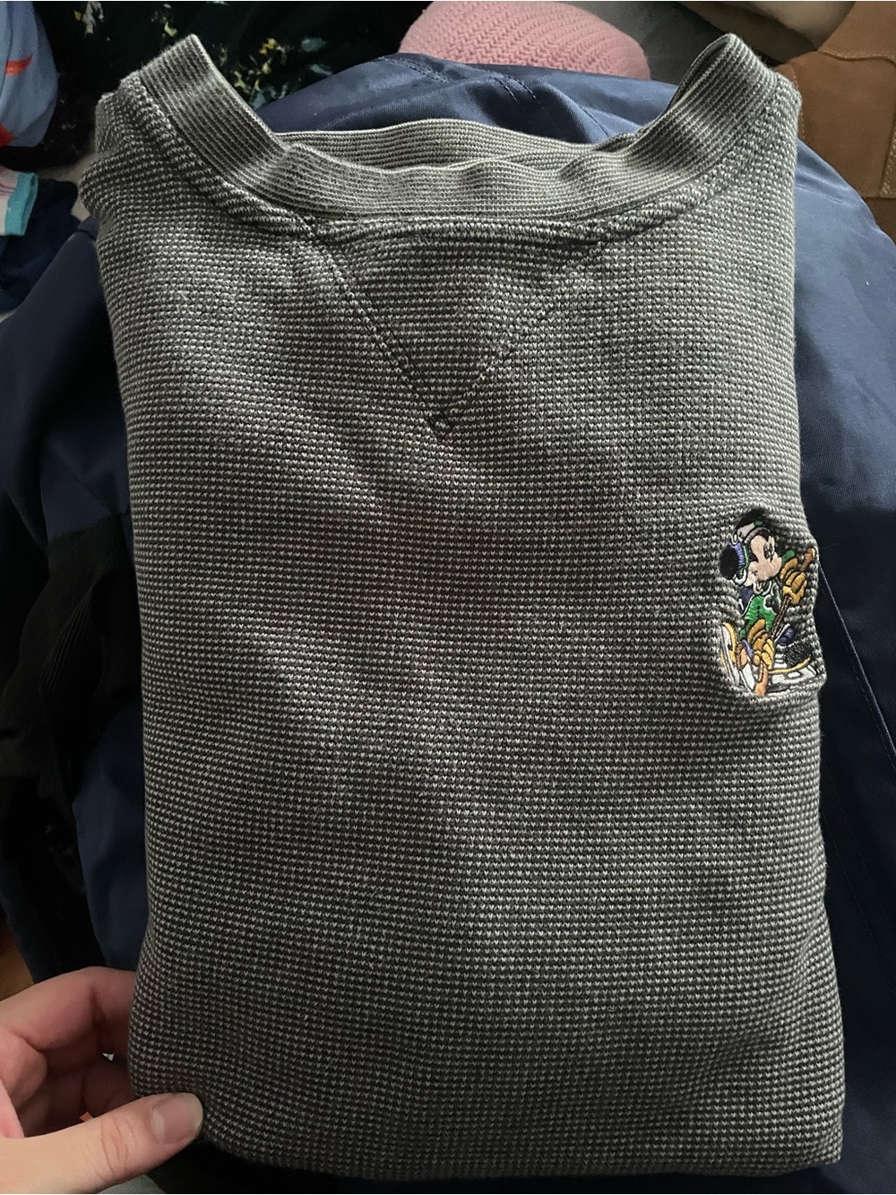 Disney Gray Crewneck Sweater with Mickey Patch